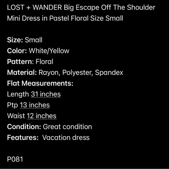 LOST + WANDER Big Escape Off The Shoulder Mini Dress in Pastel Floral Size Small - Picture 4 of 8